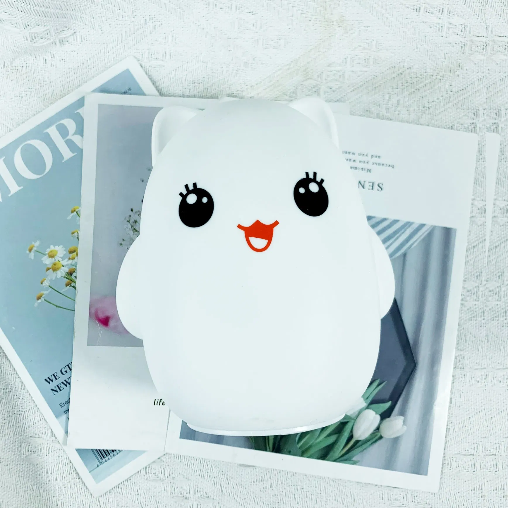 Cartoon Animal Silicone Night Light, Kids Rechargeable Touch Sensor LED Lamp