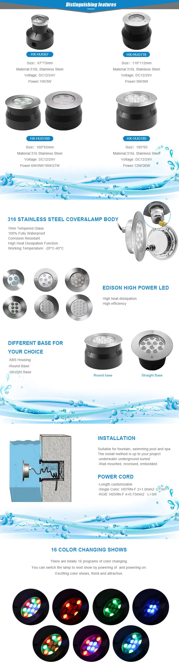 Outdoor 3W LED Underground Inground Recessed Garden Pathway Step Lights