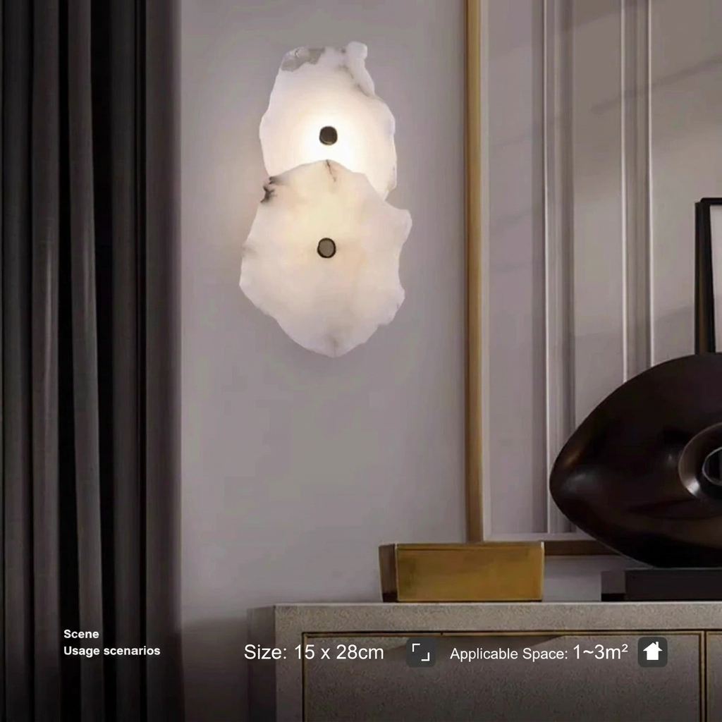 Luxury Designer LED Natural Marble Metal Wall Lamps Modern Dimmable Warm White Minimalist Living Room