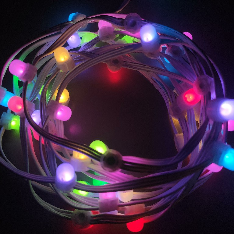 12mm Diameter DC12V 0.15W 50pcs/string IP67 Waterproof RGB LED Pixel String Light for House Garden Decoration