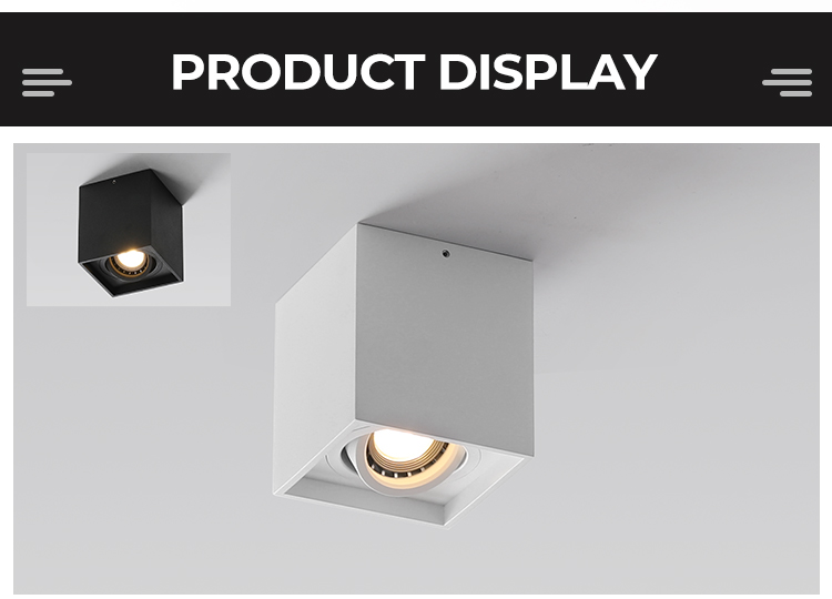 Modern 30W LED Spotlight Anti-Glare Square 24&deg;Spot Light Fixtures Surface Mounted MR16 Base Aluminum Lamp Body for Indoor Use