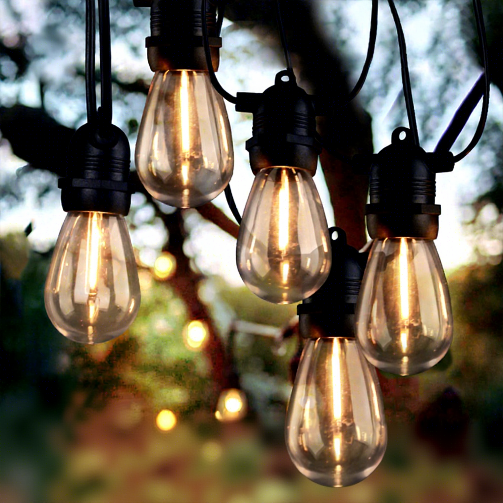 Grade Patio String Lights IP65 Waterproof S14 Dimmable Shatterproof Glass LED Bulbs Garden Party Backyard Cafe Bistro