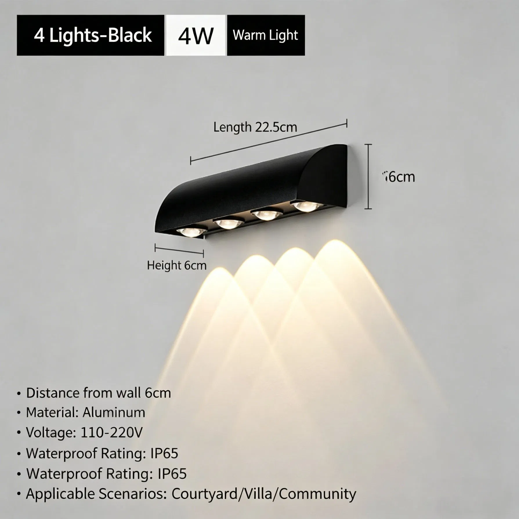 Garden Courtyard LED Wall Light Exterior Step Fixture
