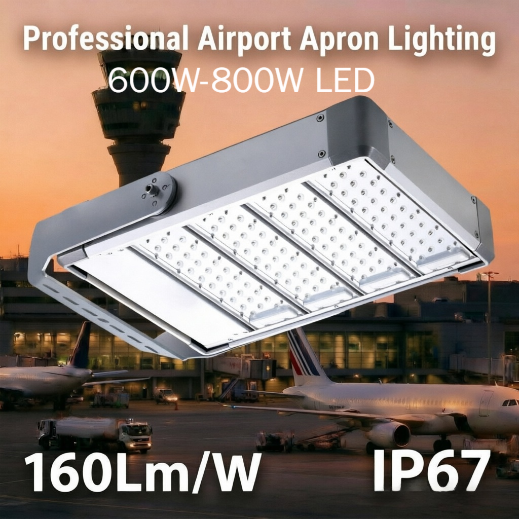 Airport Apron Lighting IP67 600W-800W LED Flood Light With Salt Spray 160Lm/W Asymmetric Optics For Airport