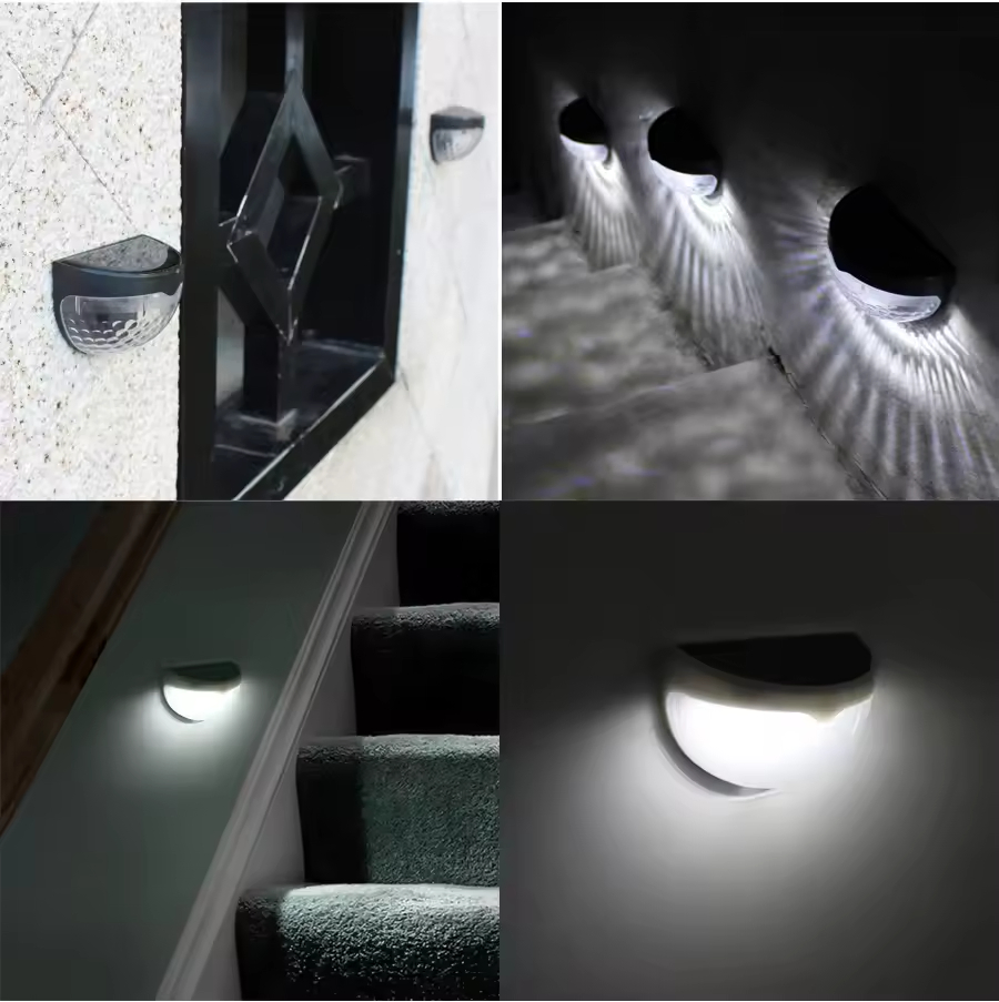 Solar LED Wall Light, Waterproof Outdoor Deck Step Lamp for Garden Fence Yard Decoration