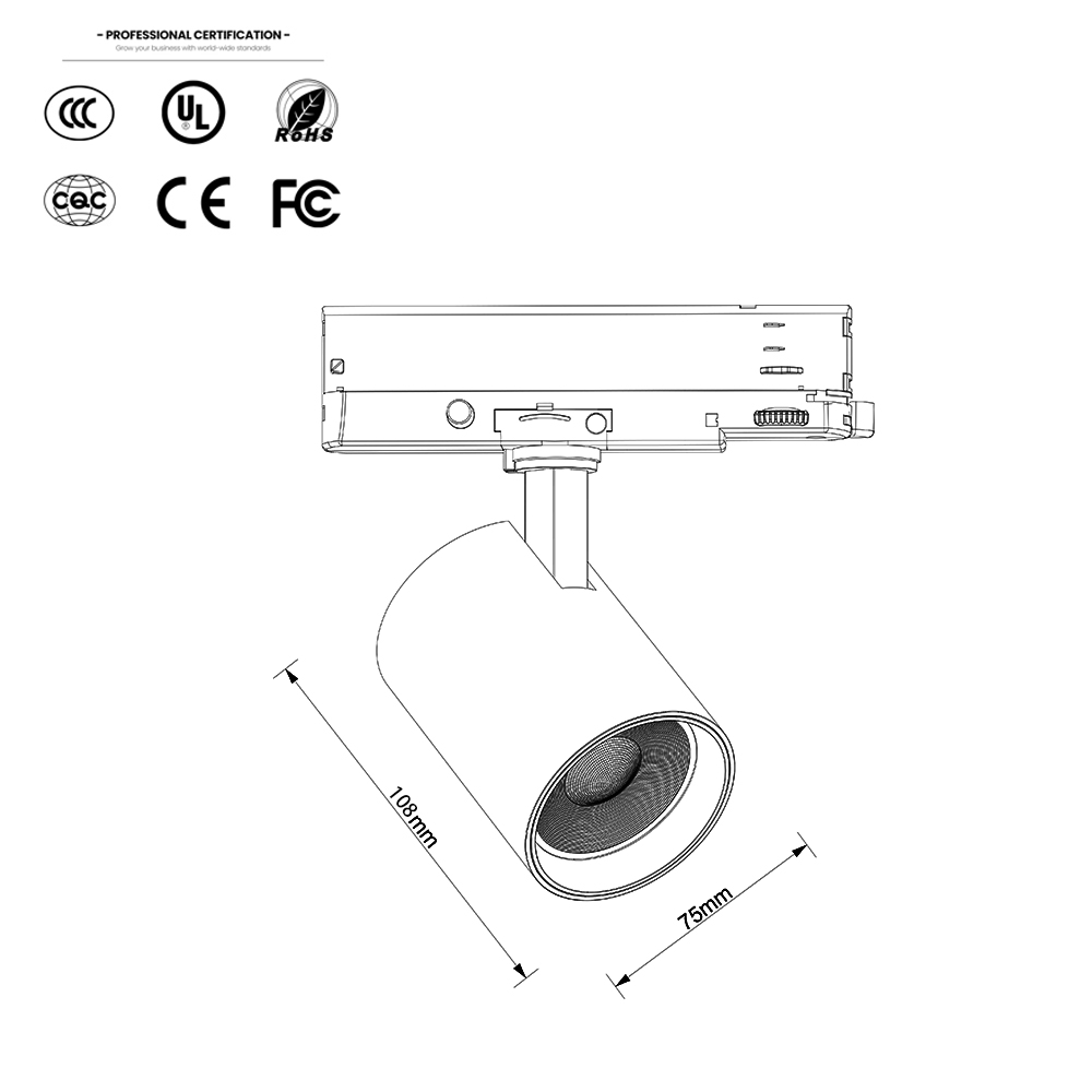 Modern Design Indoor COB LED Track Lighting Dimmable Adjustable Spotlight for Museum Gallery Shopping Aluminum Lamp Body