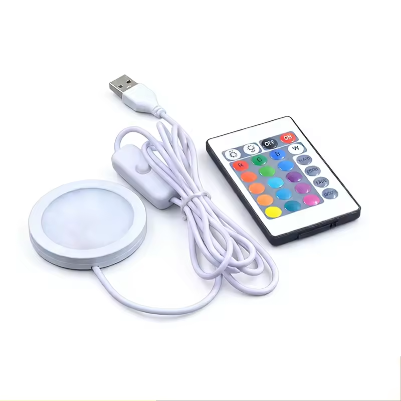 RGB LED Puck Lights with Remote for Bambu 3d Printer Led Light Kit 001 Round Cabinet Light DIY Puck Lamp Dimmer Switch