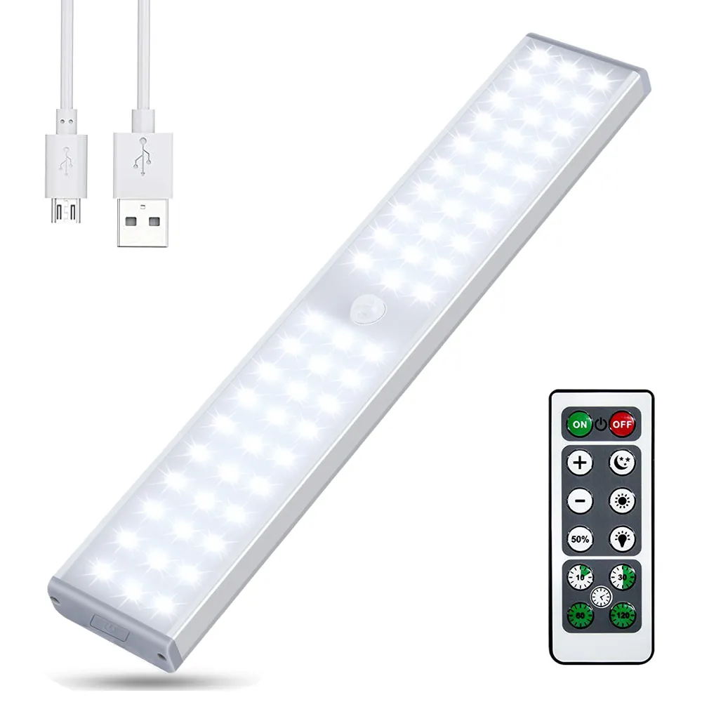 Ultra-Thin Indoor Lighting 3 Color Dimmable Usb Rechargeable Kitchen Cabinet Closet Wardrobe Led Motion Sensor Light