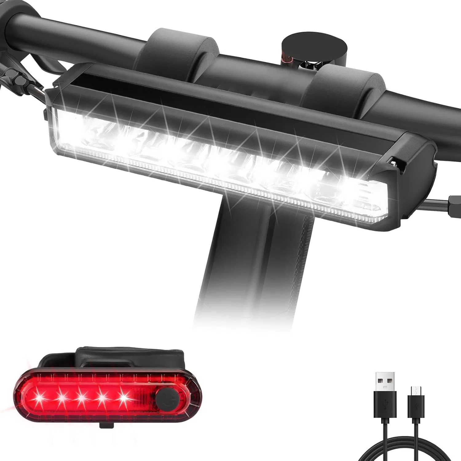 Best Bright Bike Light for Night Riding, USB-C Rechargeable Bicycle Light, Bicycle Headlight Set, Daytime Running Light, Waterproof Bike Headlight Taillight for