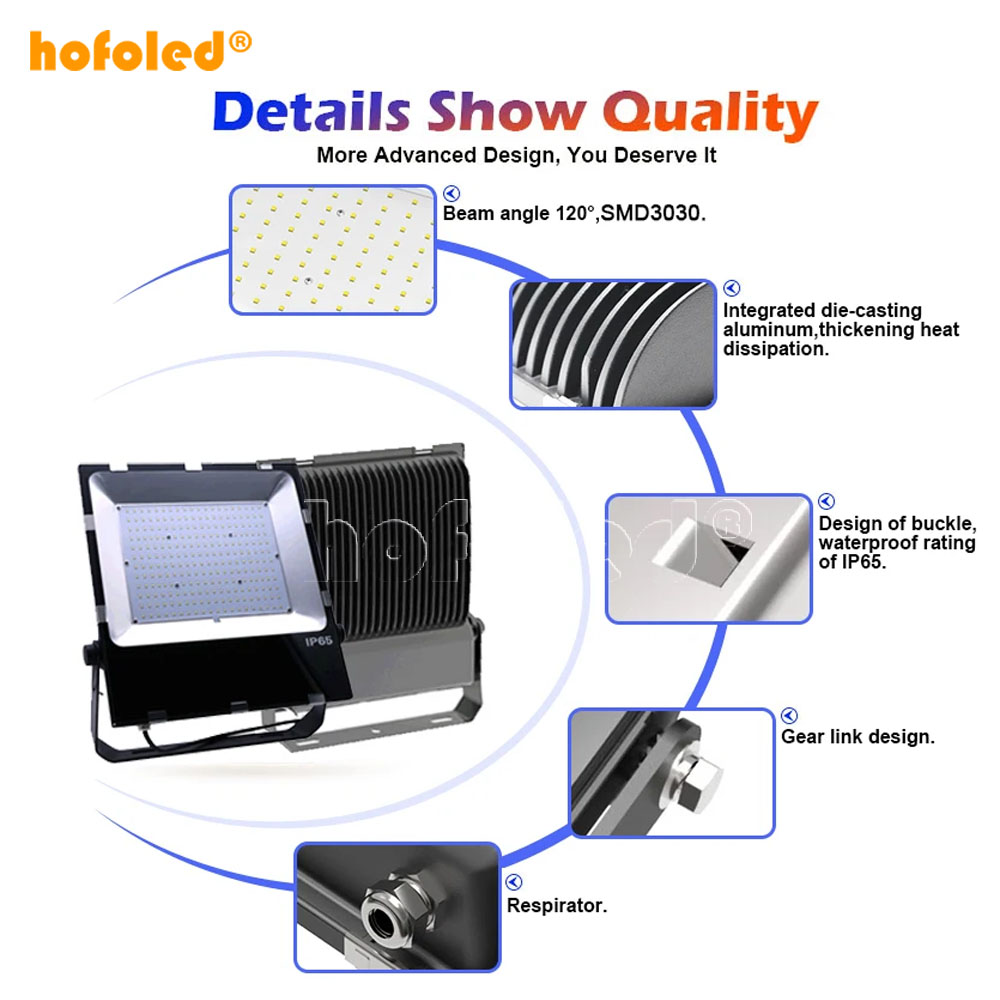 Hofoled 5 Years Warranty Projects IP65 SMD Commercial 50W 100W 150W 200W 300W 400W LED Outdoor Flood Light for Stadium Gym