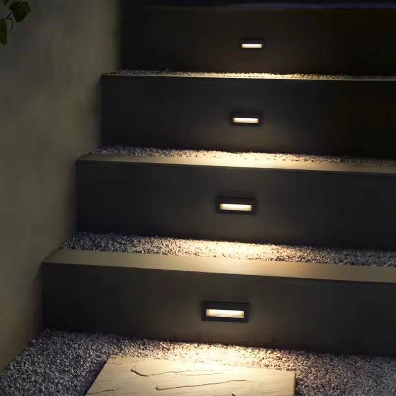Outdoor Aluminum Stair Wall Lamp Waterproof 3W Rectangle LED Side Step Light