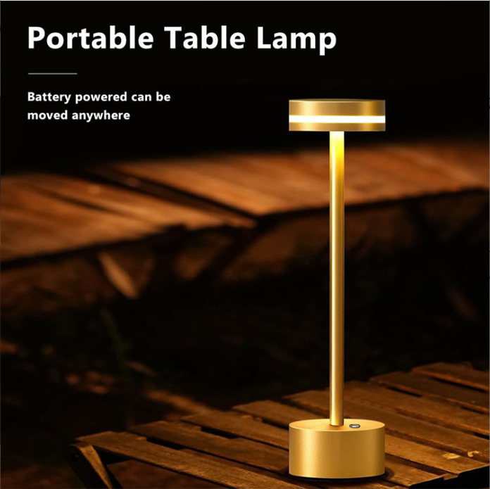 Modern Portable LED Table Lamp Rechargeable Cordless with USB-C Charging Battery Dimmable Touch Sensor Aluminum Bedside Lamp