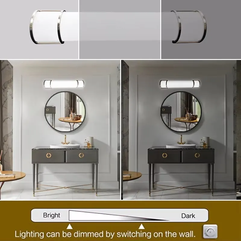Best Selling Brushed Nickel Color 24inch 36inch 48inch 3CCT Select Bathroom LED Vanity Light
