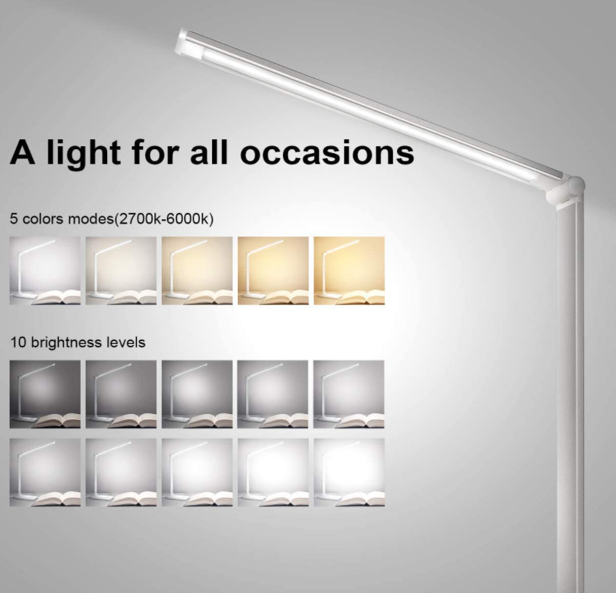 Modern Minimalist LED Table Lamp Flexible DC Foldable Bedside Study Lamp Touch Dimmer Aluminum Body Rectangle Shade Eye Simple