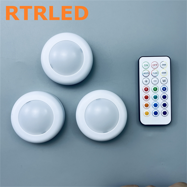 RGB RGBW LED Puck Light with Remote Control Modern up for Bambu Lab 3D Printed KC007 Under Cabinet Closet Kitchen Wall Wardrobe