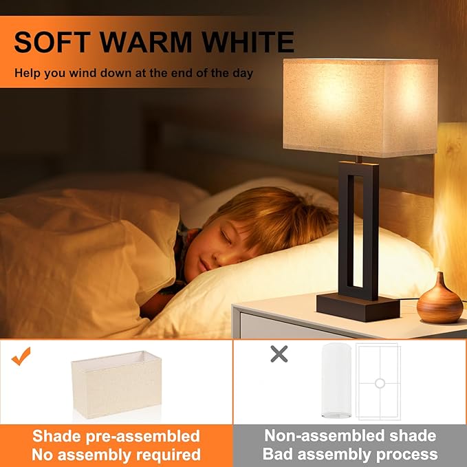 Hotel Bedside Lamp Home Decor Lighting Table Lamp Bedside Table Light Luxury with Usb Port Rechargeable Table Lamp