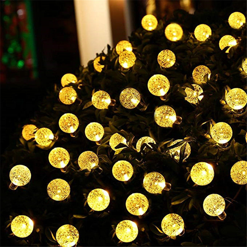 Solar LED Ball String Light Warm Light Rgb Blue Waterproof Fairy Decorative Globe String Lights for Garden Yard Fence Wall Door