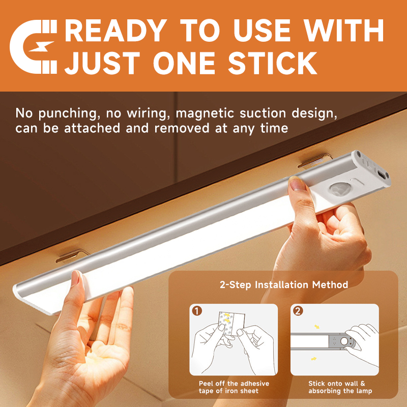 Senya-Pro LED 3 Color Temperature Motion Sensor Dimmable Indoor USB Rechargeable Cabinet Lights for Kitchen &amp; Closet Lighting
