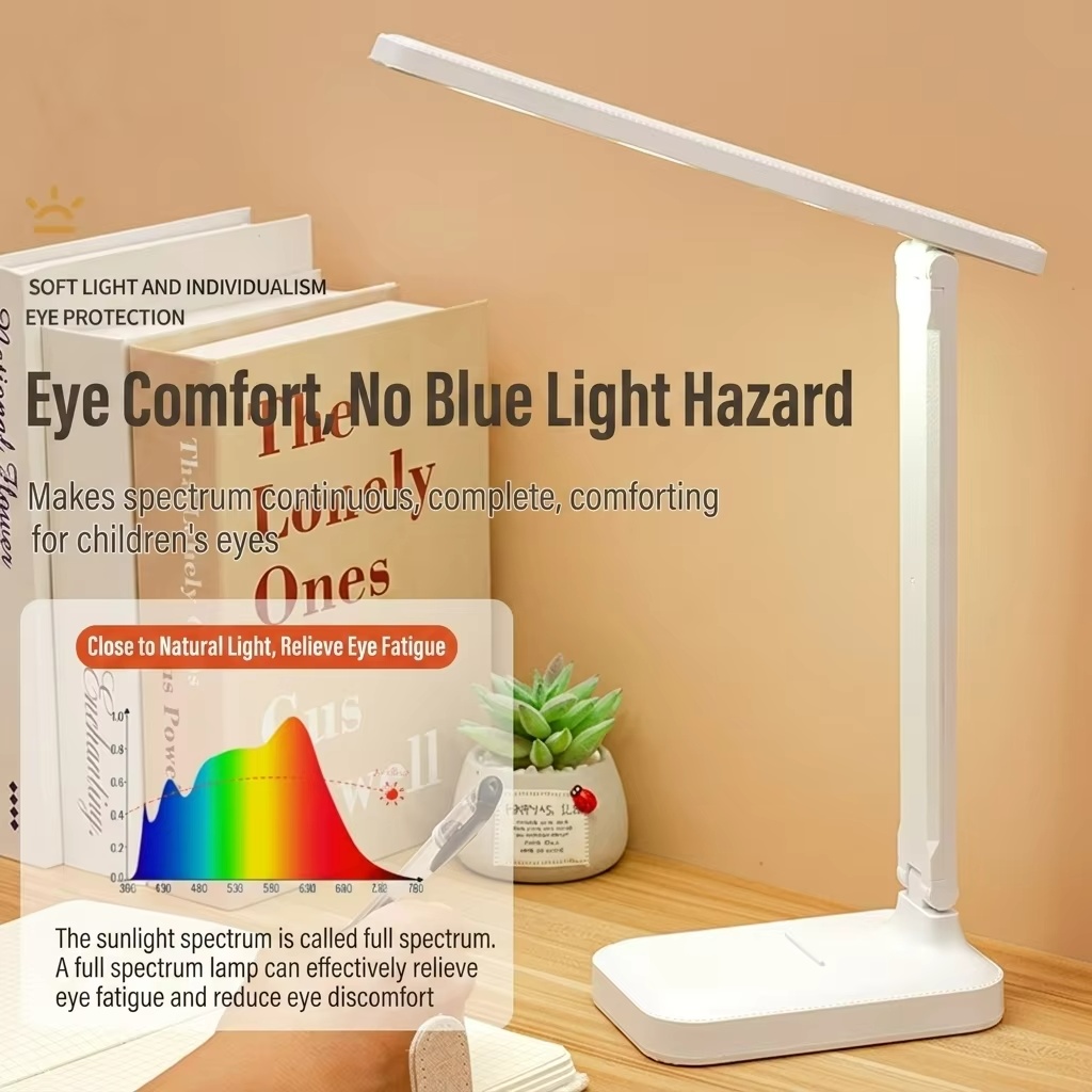 USB Rechargeable Desk Lamp LED Three-color Temperature 800mAh Reading Room Learning Folding Table Lamp