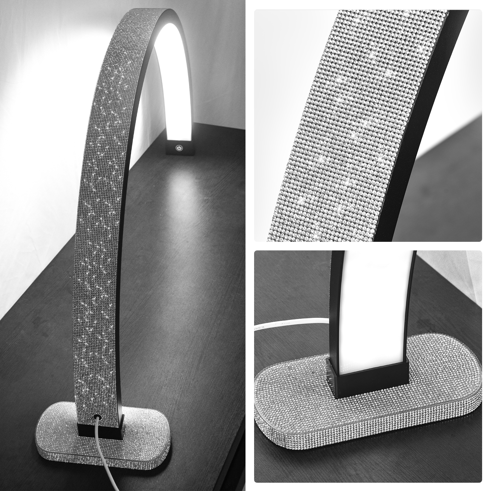 FOSOTO High Quality 30Inch Portable Led Half Moon Light UV Nail Desk Lamp Table Lamp with Phone Clip for Nails Beauty Makeup