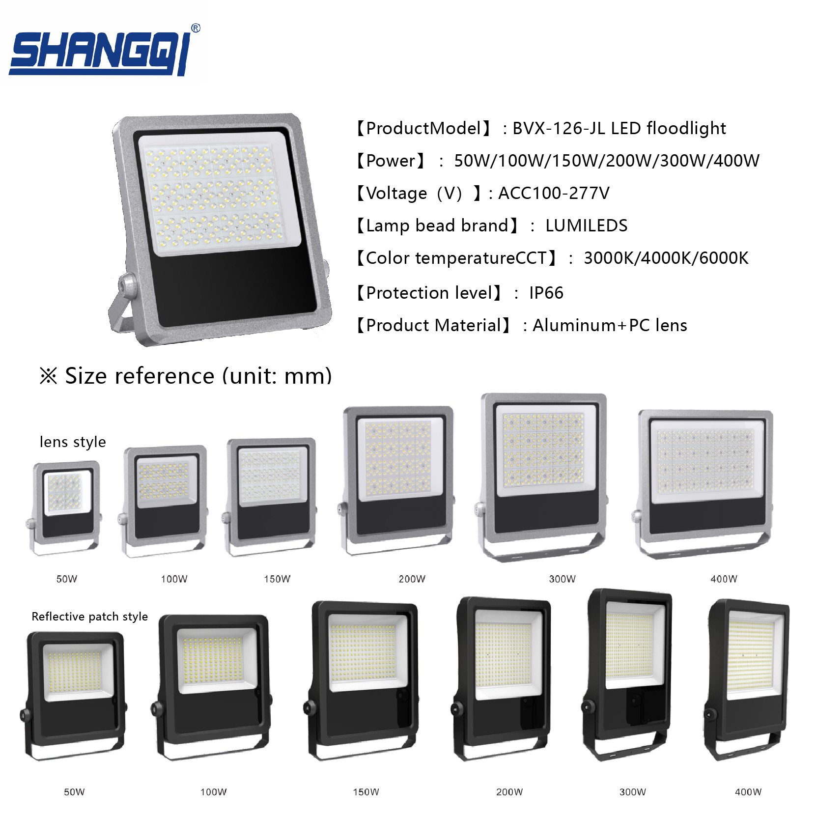 High Lumen Outdoor Waterproof Ip65 Die-Cast Aluminum Courtyard Garden 50w 100w 150w 200w 300w 400w Led Flood Light
