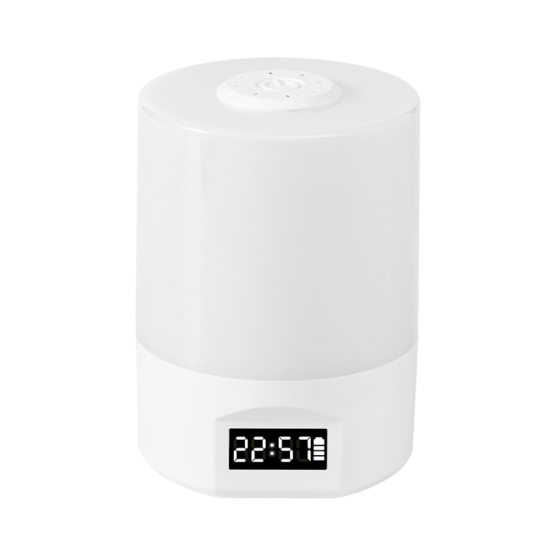 LED Remote-controlled Night Light with Clock Battery Level Display Three-color Temperature USB Chargeable 1200mA Bedside Lamp