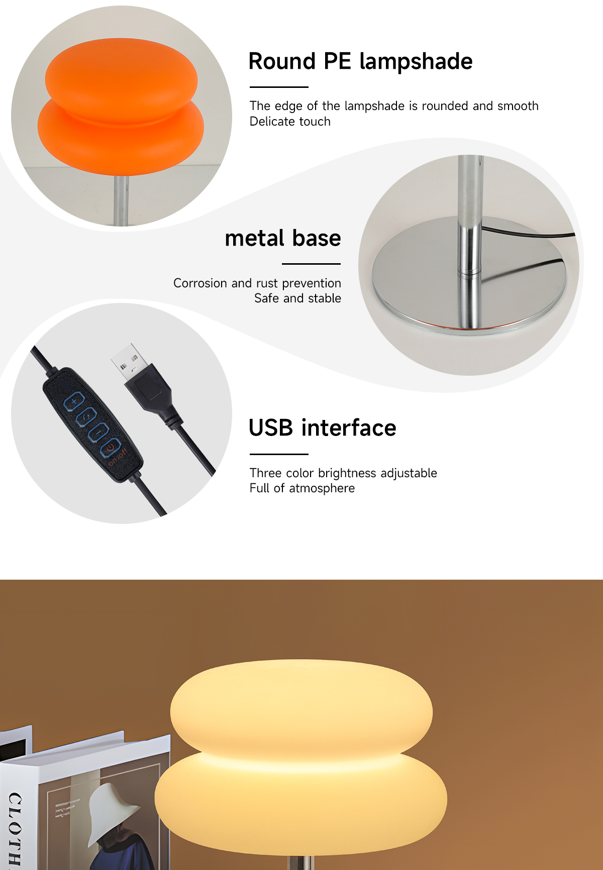New Creative Modern Orange Table Lamp Bedside Table Lamp Living Room Simple Lighting Decoration Small Night Light