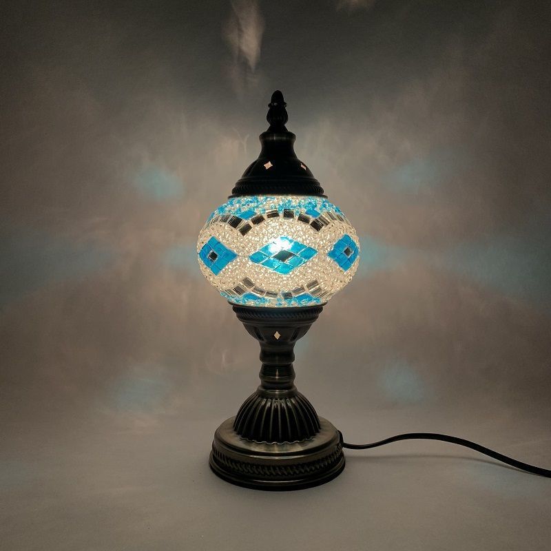 Handmade Modern Design DIY Turkish Mosaic Glass Lamp Bedside Table Lamp for Family Kids Couples Battery Interactive Gift Idea