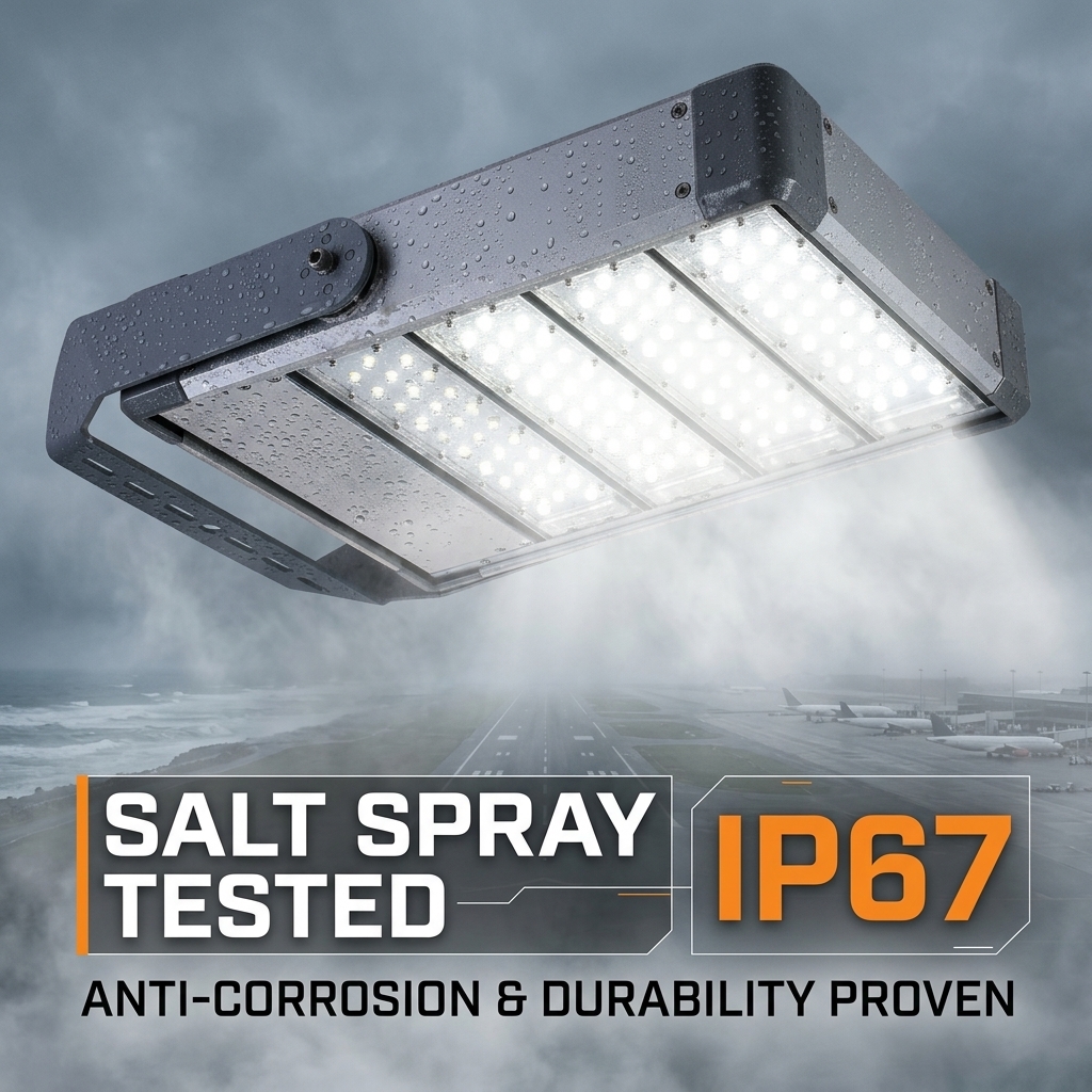 Airport Apron Lighting IP67 600W-800W LED Flood Light With Salt Spray 160Lm/W Asymmetric Optics For Airport