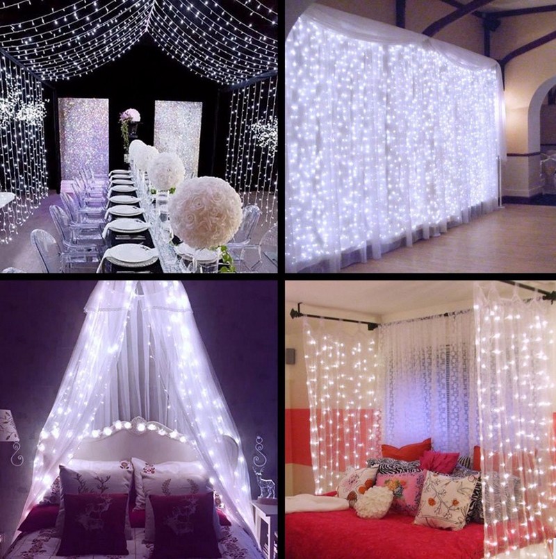 String Light for Christmas Wedding Holiday Decoration Led New Year Party Curtain Christmas Led Garland Outdoor Light String