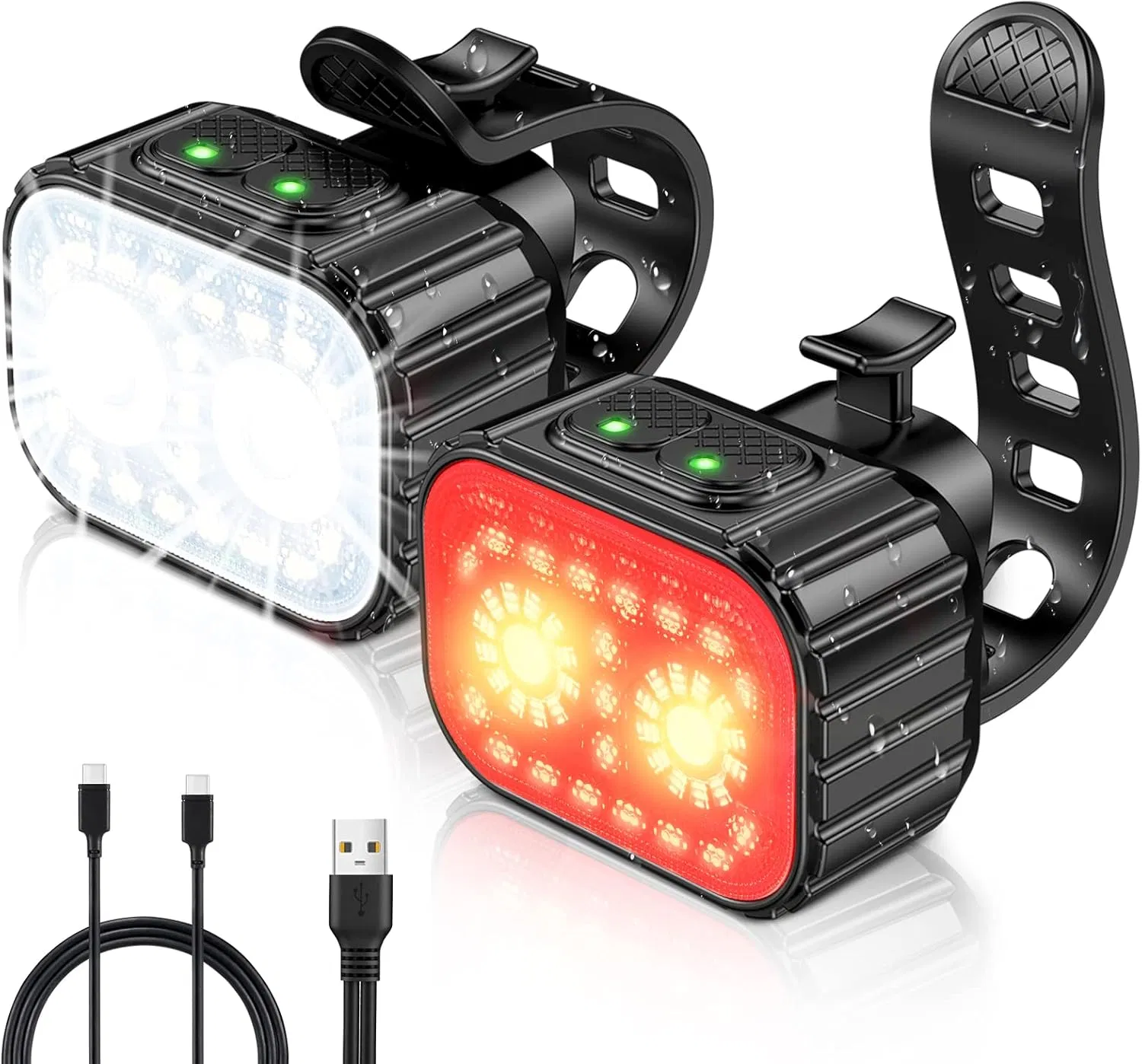 Bike Lights, Rechargeable Bicycle Lights Set Super Bright 8+12 Modes, Ipx6 Waterproof Bike Lights for Night Riding/Cycling Safety, Front and Back Taillight Refl