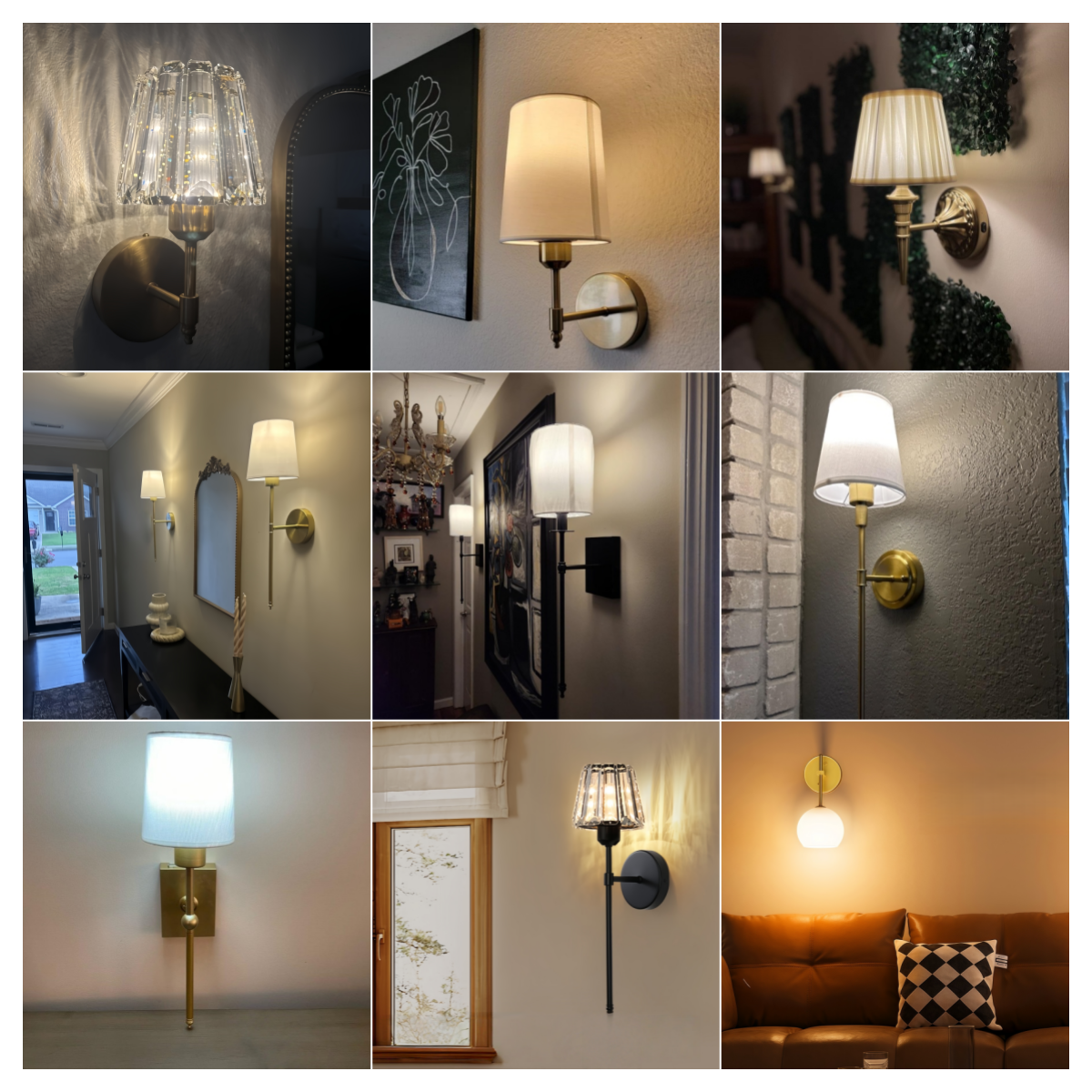 Wireless Rechargeable LED Wall Sconces Battery-Operated Iron Lamp with Dimmable Light Bulb and Remote Control