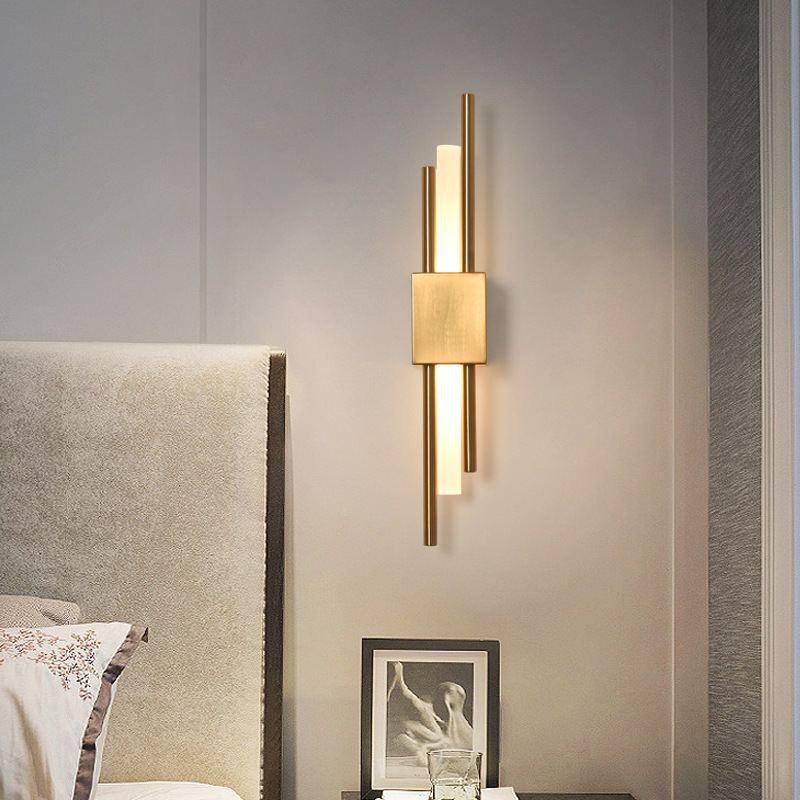 Nordic Gold Modern LED Warm White Iron Acrylic Wall Lamp with Frosted White Shade for Home Office Hotel Bedroom Living Room