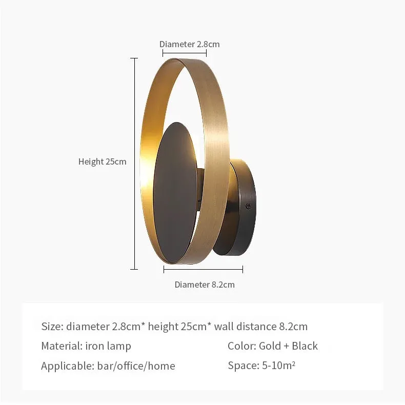 Modern Wallbathroom Vanity Fixture Black Sconce LED Indoor Wall Lights