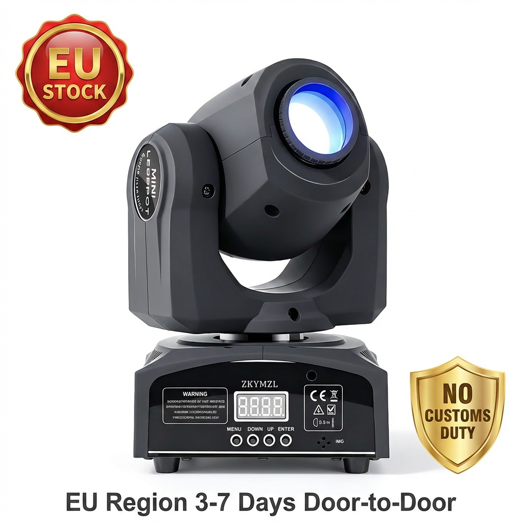 EU Warehouse Duty Free 60W LED Moving Head Spot Light 8 Gobos 8 Colors DMX512 Professional Stage Lighting for DJ Disco Party