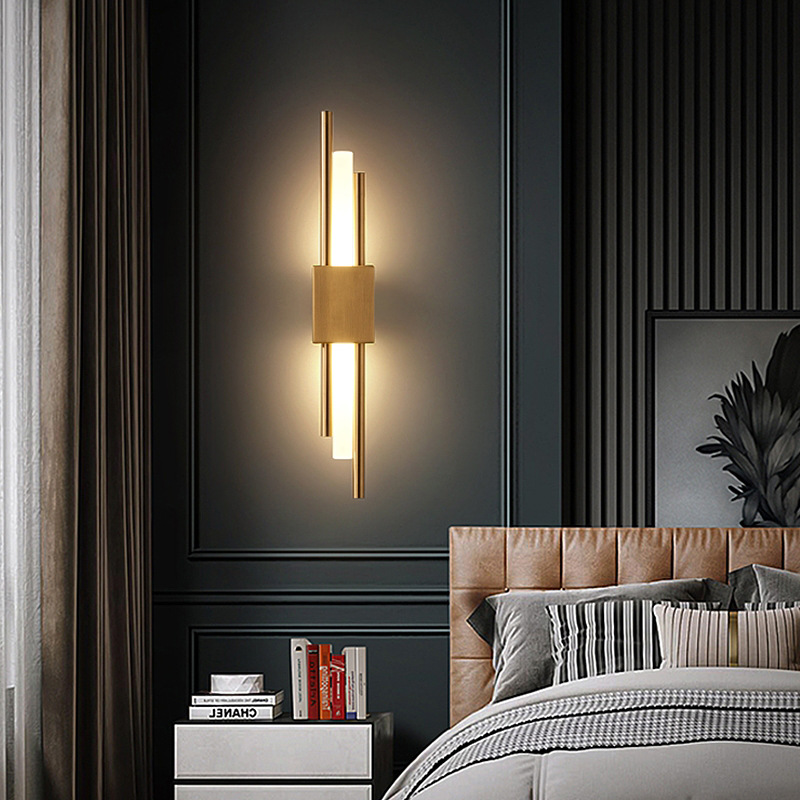 Nordic Gold Modern LED Warm White Iron Acrylic Wall Lamp with Frosted White Shade for Home Office Hotel Bedroom Living Room