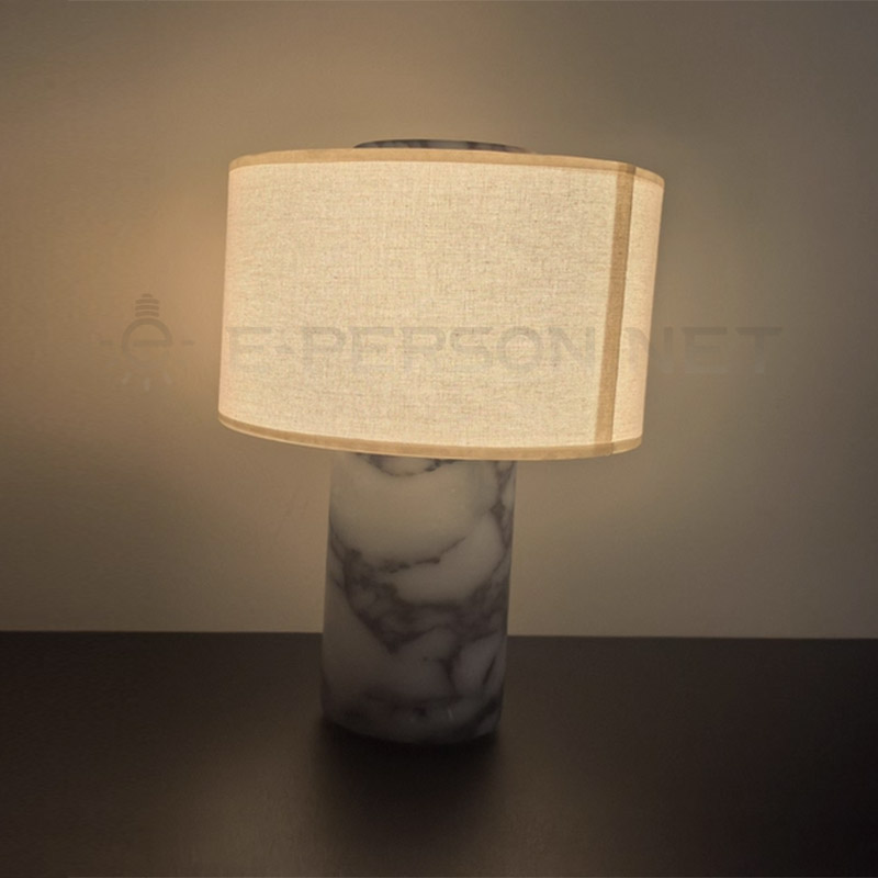 Luxury Marble Table Lamp with Fabric Shade | Modern Decorative Bedside Light for Living Room &amp; Bedroom