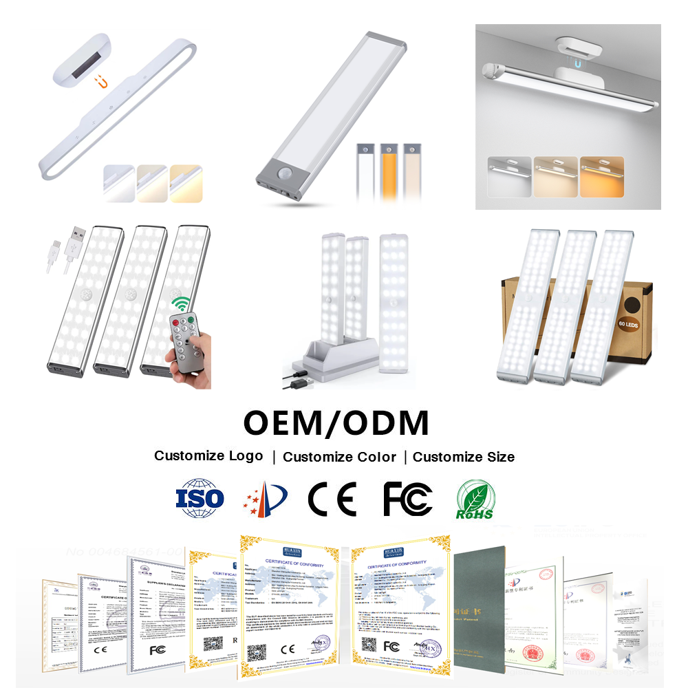 Wireless LED Under Cabinet Light Motion Sensor Recharge Cable USB Night Light Closet Lamp Wardrobe Light for Indoor