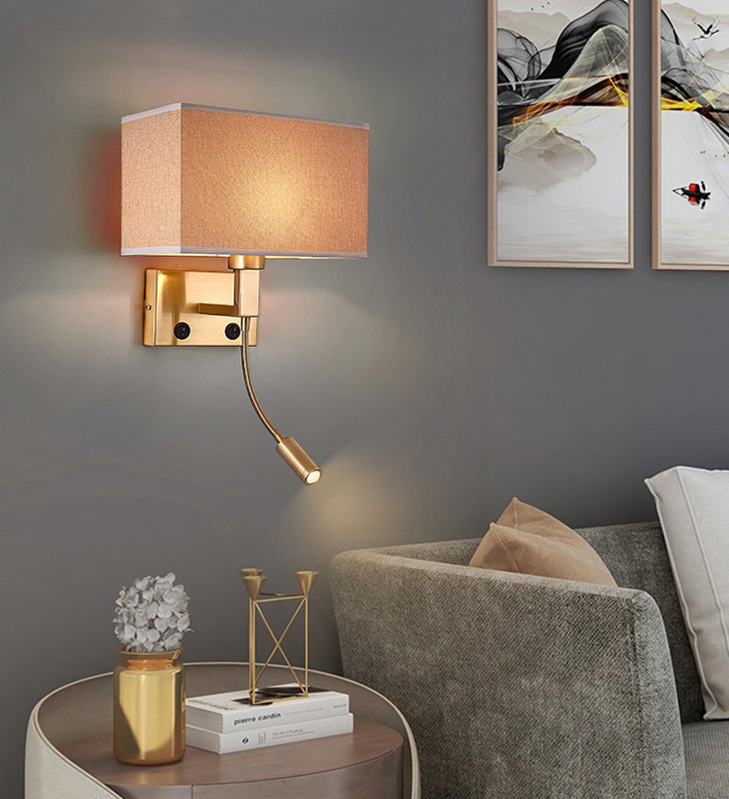 Factory Direct Supply Hotel Engineering Hotel Bedroom Bedside Wall Lamp Modern Aluminum LED Home Reading Lamp
