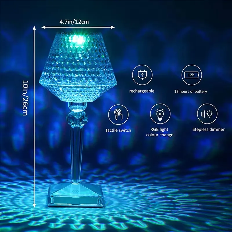 16-Color Touch Crystal Diamond Table Lamp Gallery 6