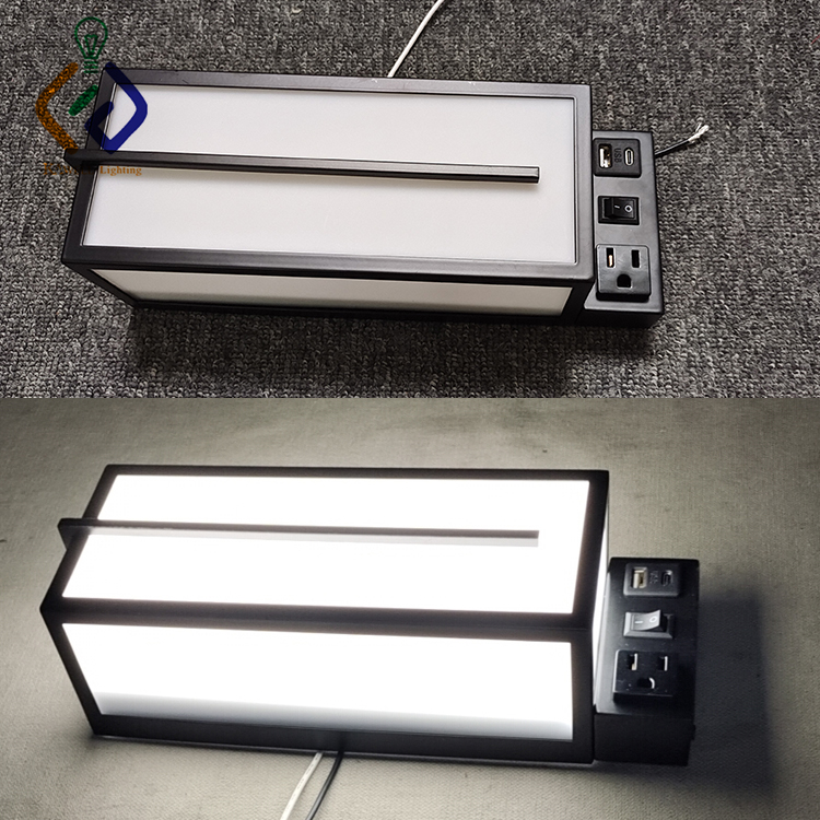 Motel 6 Gemini Matte Black Finish Headboard Light Acrylic Wall Sconce Led Indoor Room Wall Lamp for Hotel Living Room