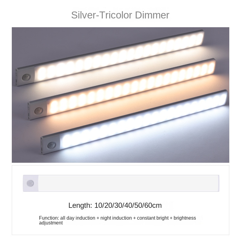 Spot Goods Motion Sensor Under Cabinet Light 10cm USB Rechargeable Battery Operated Wireless Magnetic Dimmable LED Closet Light