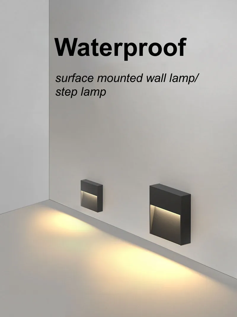 7W/9W/12W LED Aluminum Waterproof Anti-Glare Outdoor Wall Surface-Mounted Stair Corner Step Light