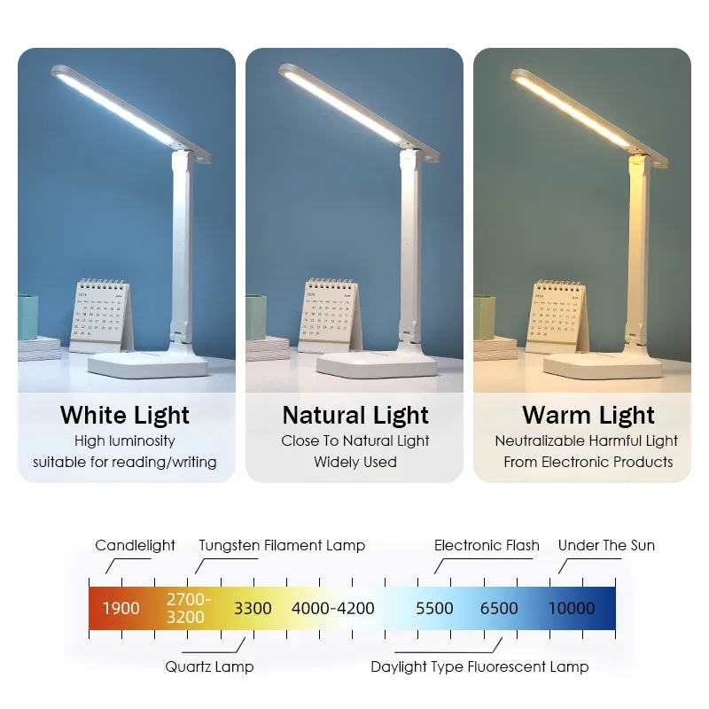 Hot Sale 3 Colors Adjustable Usb Lamp Night Light Rechargeable Table Lamp Study Table Lamp LED Folding Dimming Table Light