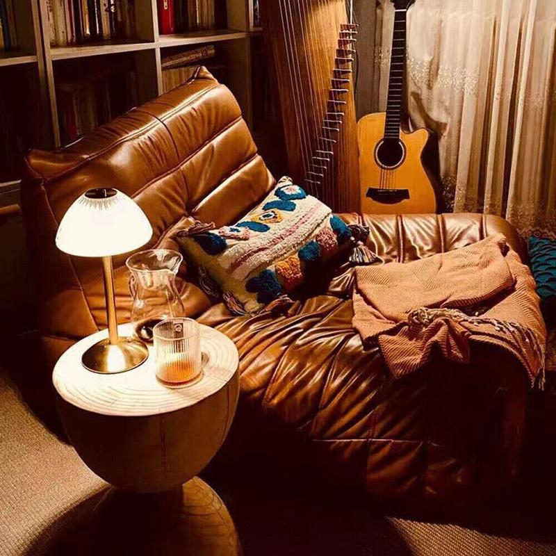 USB Charge 12'' Tall LED Brass Portable Table Lamp Built-in Dimmer Oval Rechargeable Bedside Nightlight for Indoor Outdoor Use