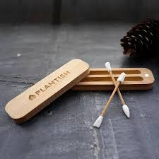 Eco Friendly Cotton Swabs Wood Sticks Recyclable Biodegradable Wooden Cotton Buds for Ear Cleaning Makeup
