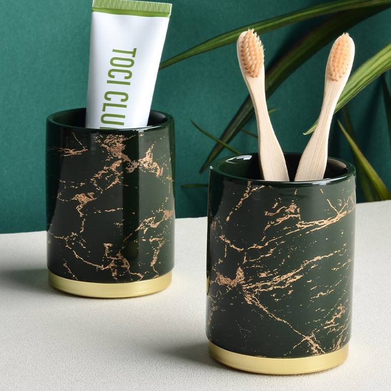 High Quality Marble Looking Four Pieces Green Bathroom Accessories Set Bathroom Sets Bathroom Accessories Luxury Set