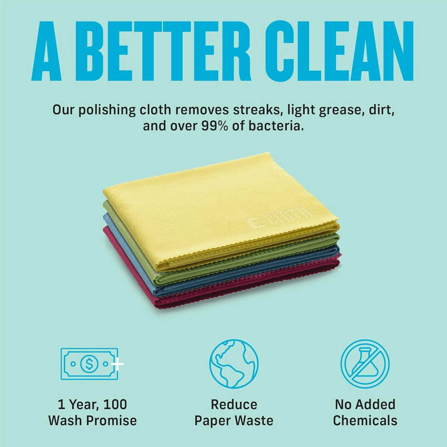 Customizable Color Washable Reusable Mirror Cleaning Edgeless Microfiber Cloth