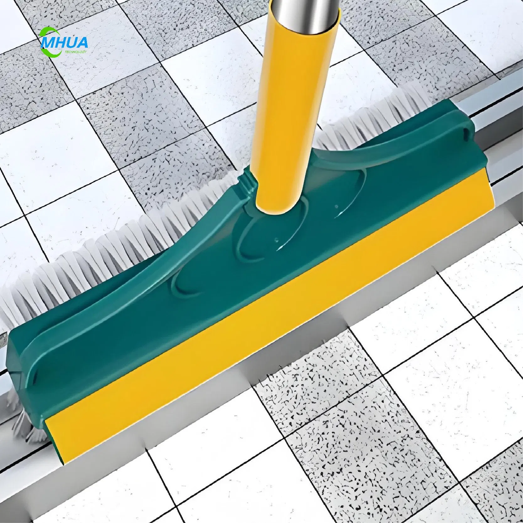 Adjustable 3-in-1 Aluminum Broomstick Plastic Home Cleaning Brush Water Squeegee Stiff Bristle for Corner Gap Floor Cleaning