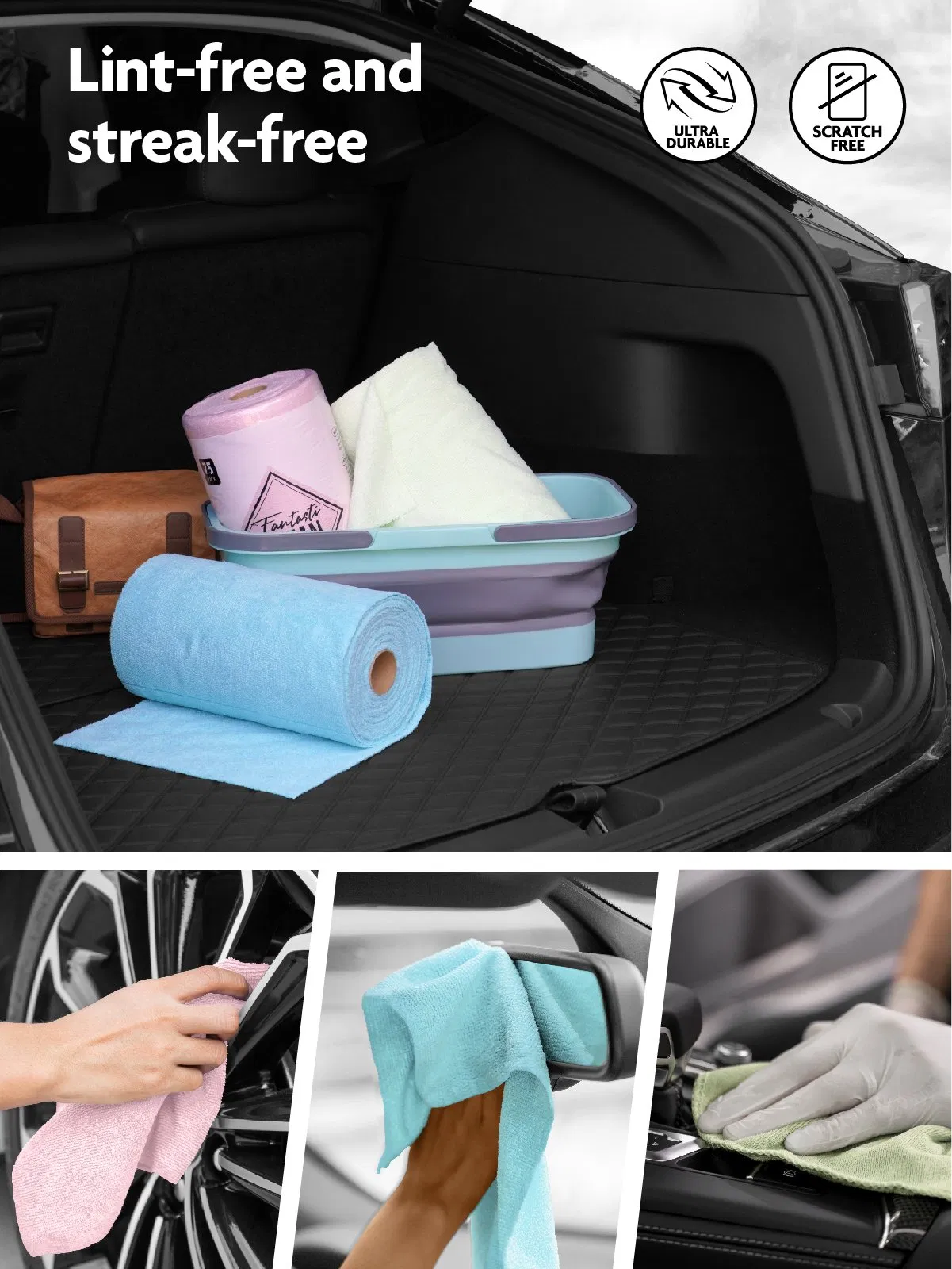 Reusable Paper Towels 75pack Tear Away Microfiber Cleaning Cloths for Car and Home